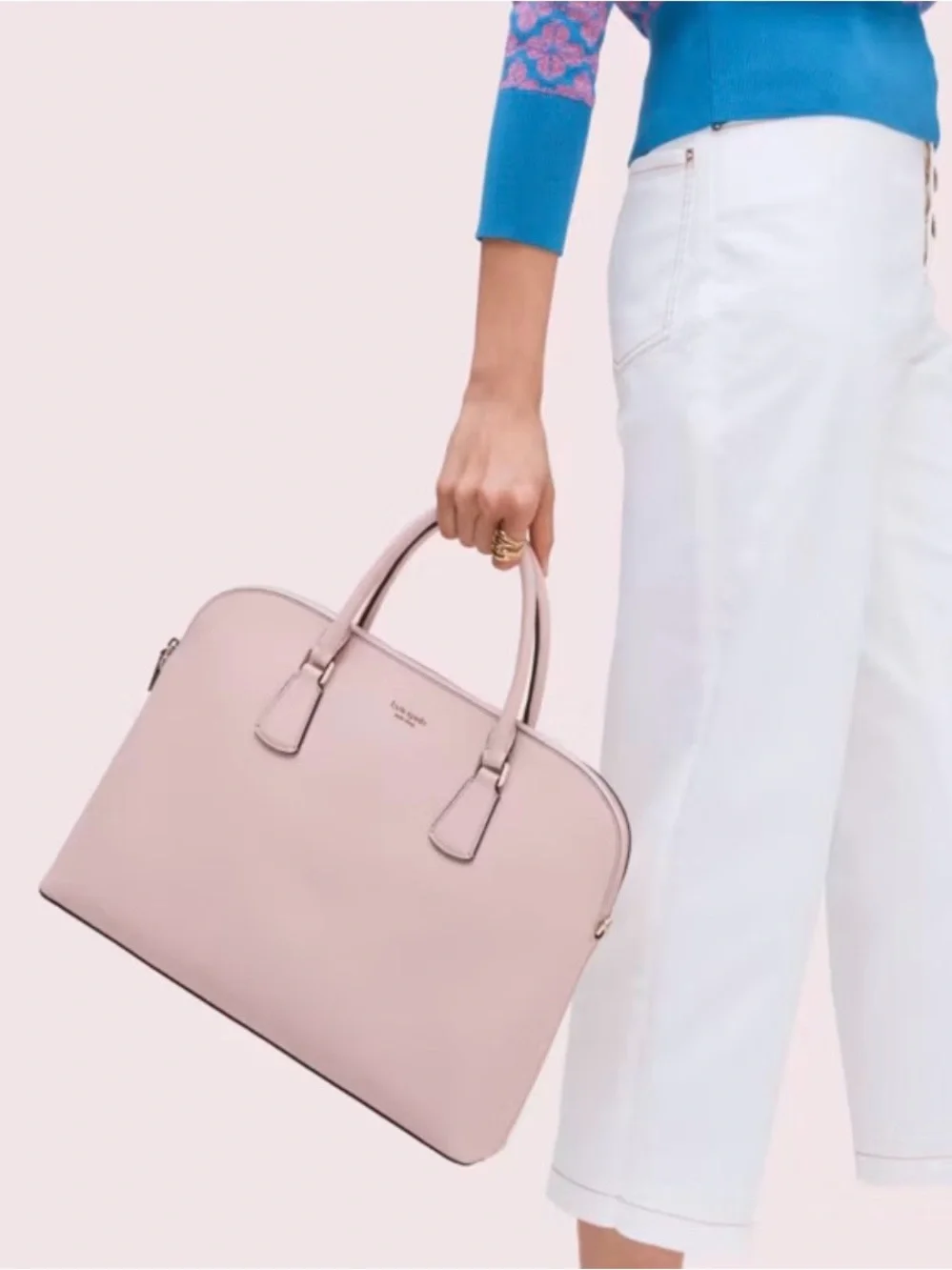 Kate Spade Sylvia Universal Slim Laptop Bag in Blush Leather Like New